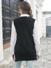Frayed Hem Slit Sweater Vest - Trendsi