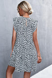 Leopard Round Neck Mini Dress - Trendsi
