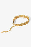 18K Gold-Plated Wide Chain Bracelet - Trendsi