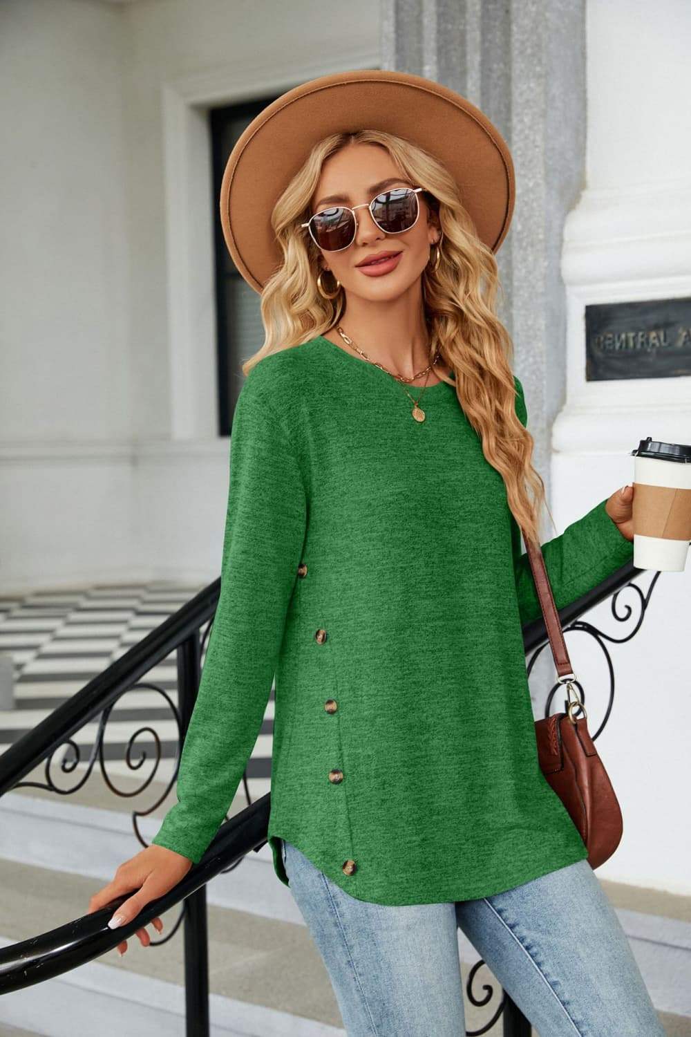 Round Neck Long Sleeve T-Shirt - Trendsi - Flyclothing LLC