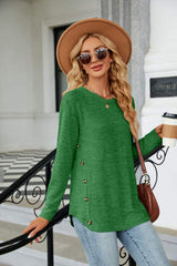 Round Neck Long Sleeve T-Shirt - Trendsi - Flyclothing LLC