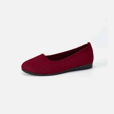 Round Toe Knit Ballet Flats - Trendsi - Flyclothing LLC