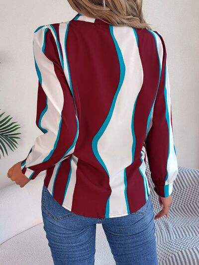 Printed Button Up Long Sleeve Shirt - Trendsi - Flyclothing LLC