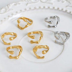 18K Gold-Plated Irregular Open Ring - Trendsi
