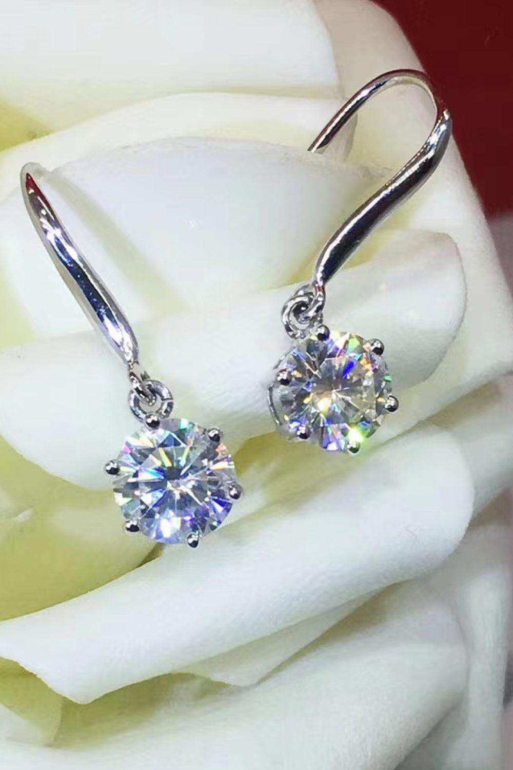 2 Carat Moissanite 6-Prong Drop Earrings - Trendsi - Flyclothing LLC