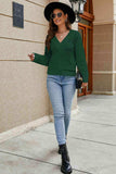 Openwork Surplice Long Sleeve Sweater - Trendsi - Flyclothing LLC