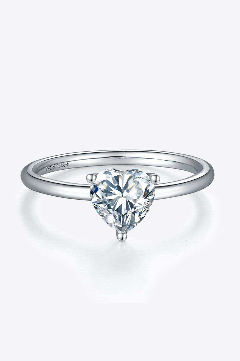 1 Carat Moissanite 925 Sterling Silver Solitaire Ring - Trendsi - Flyclothing LLC