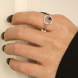 Planet Shape Inlaid Zircon 925 Sterling Silver Ring - Trendsi