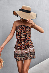 Bohemian Frill Trim Strapless Dress - Trendsi - Flyclothing LLC