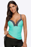 Contrast Sweetheart Neck Swim Cami - Trendsi