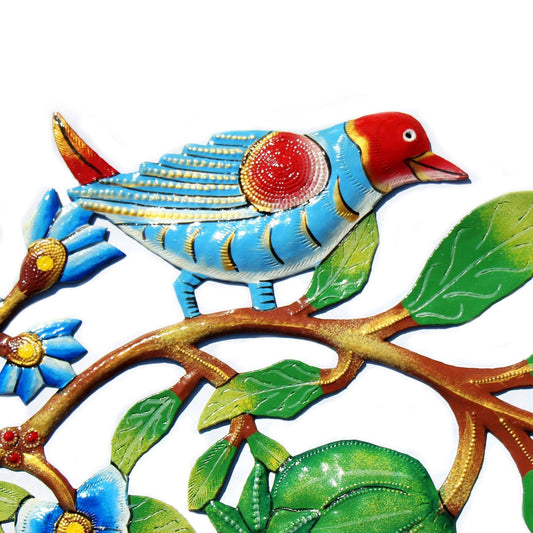 Blue Bird Door Wreath Haitian Metal Drum Wall Art - Haitian Artisans