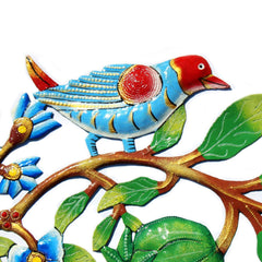 Blue Bird Door Wreath Haitian Metal Drum Wall Art - Haitian Artisans