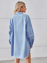Raw Hem Button Up Denim Dress - Trendsi - Flyclothing LLC