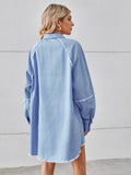Raw Hem Button Up Denim Dress - Trendsi