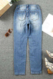 Leopard Distressed Pocketed Straight Jeans - Trendsi - Flyclothing LLC