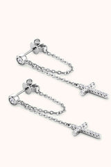 Moissanite 925 Sterling Silver Cross Earrings - Trendsi - Flyclothing LLC