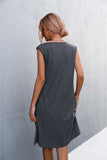 V-Neck Frill Trim Sleeveless Dress - Trendsi - Flyclothing LLC