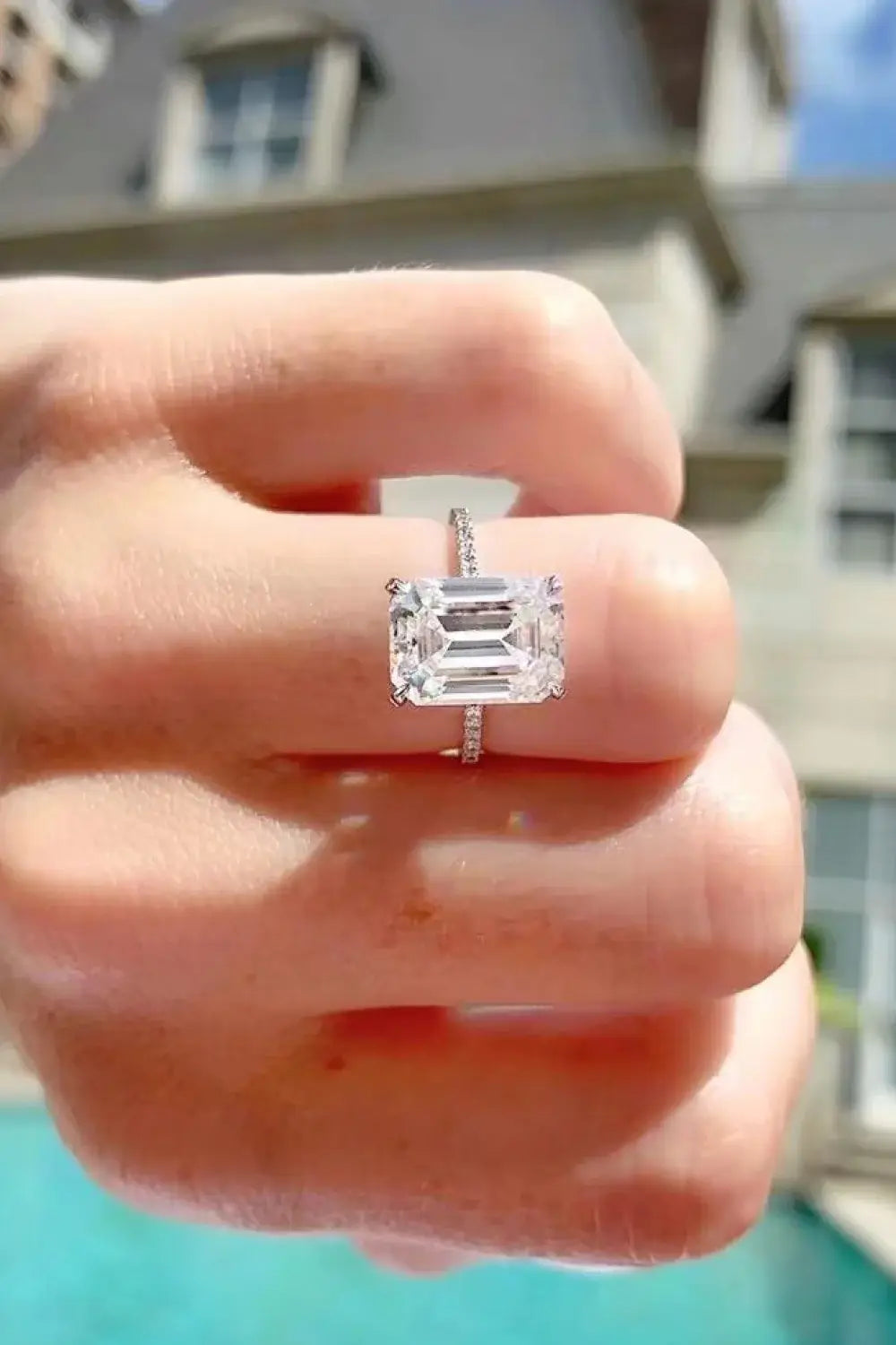 5 Carat Moissanite Side Stone Ring - Trendsi - Flyclothing LLC