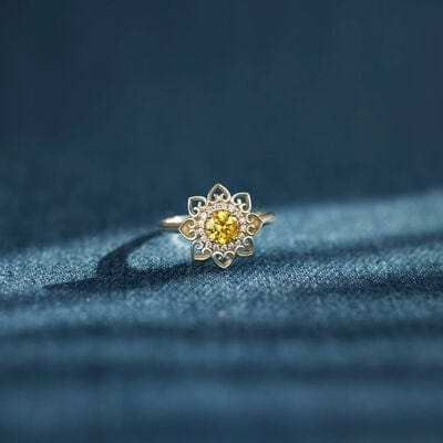 Flower Shape Zircon Platinum-Plated 925 Sterling Silver Ring - Trendsi - Flyclothing LLC