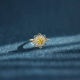 Flower Shape Zircon Platinum-Plated 925 Sterling Silver Ring - Trendsi