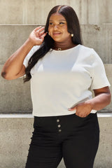 And The Why Pearly White Full Size Criss Cross Pearl Detail Open Back T-Shirt - Trendsi - Flyclothing LLC