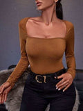 Square Neck Long Sleeve T-Shirt - Trendsi - Flyclothing LLC