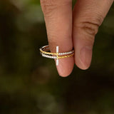 Cross Zircon 925 Sterling Silver Ring - Trendsi