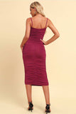 Ruched Spaghetti Strap Crisscross Detail Dress - Trendsi - Flyclothing LLC