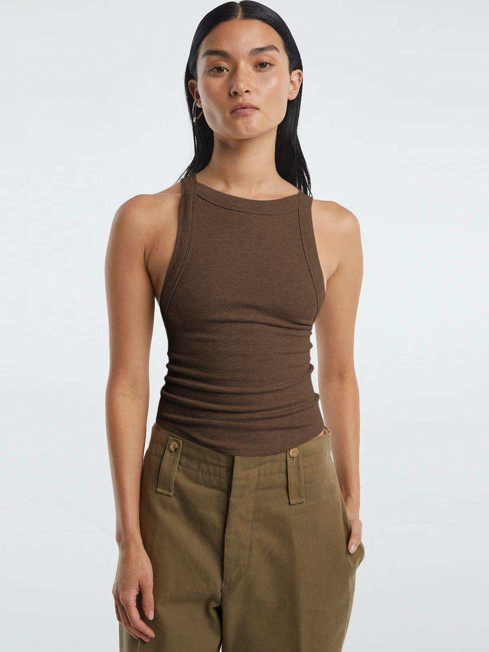 Halter Neck Ribbed Cropped Top - Trendsi - Flyclothing LLC