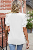 Round Neck Ruffle Trim Short Sleeve T-Shirt - Trendsi - Flyclothing LLC