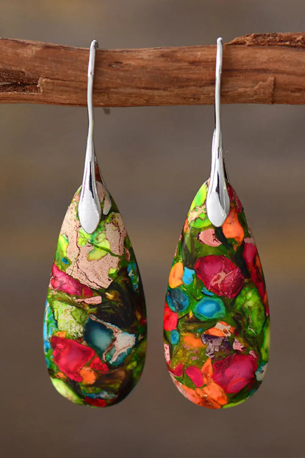 Handmade Teardrop Shape Natural Stone Dangle Earrings - Trendsi - Flyclothing LLC