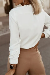Button Up Round Neck Long Sleeve Shirt - Trendsi - Flyclothing LLC