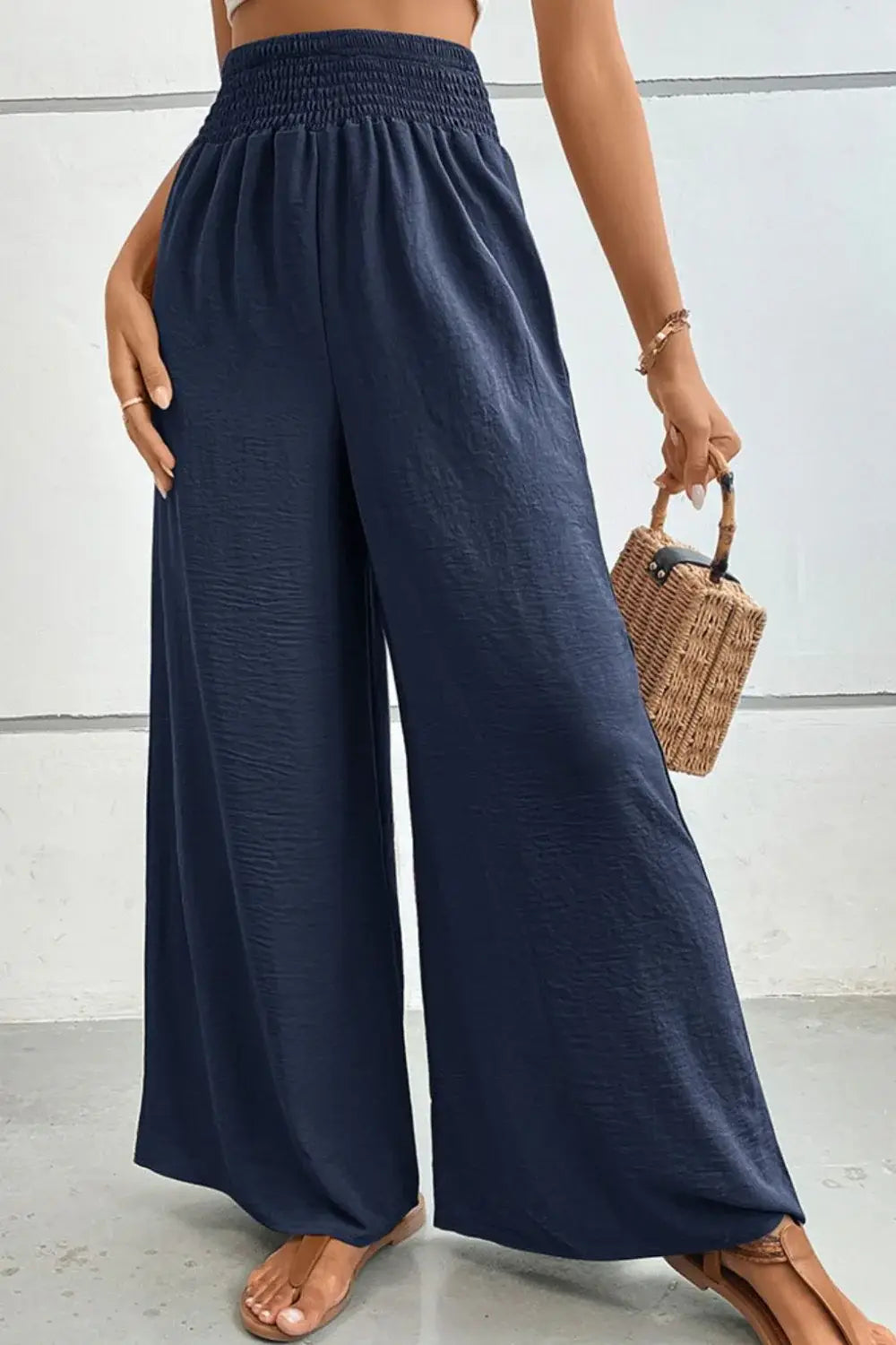 Wide Waistband Relax Fit Long Pants - Trendsi - Flyclothing LLC