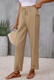 Tie Waist Pocketed Long Pants - Trendsi