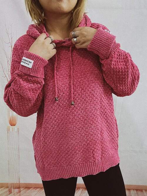 Drawstring Long Sleeve Hooded Sweater - Trendsi - Flyclothing LLC