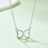 Moissanite 925 Sterling Silver Heart Bow Necklace - Trendsi - Flyclothing LLC