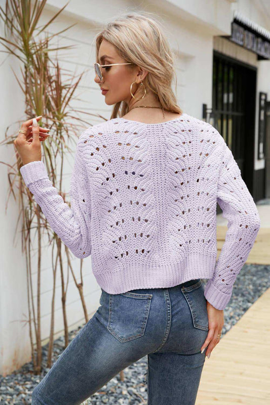 Open Front Cuffed Cropped Cardigan - Trendsi - Flyclothing LLC