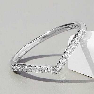 V Shape Inlaid Zircon 925 Sterling Silver Ring - Trendsi - Flyclothing LLC
