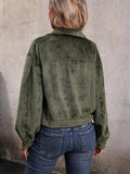Collared Neck Button Front Jacket with Pockets - Trendsi