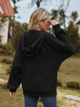 Zip Up Drawstring Long Sleeve Hooded Jacket - Trendsi - Flyclothing LLC
