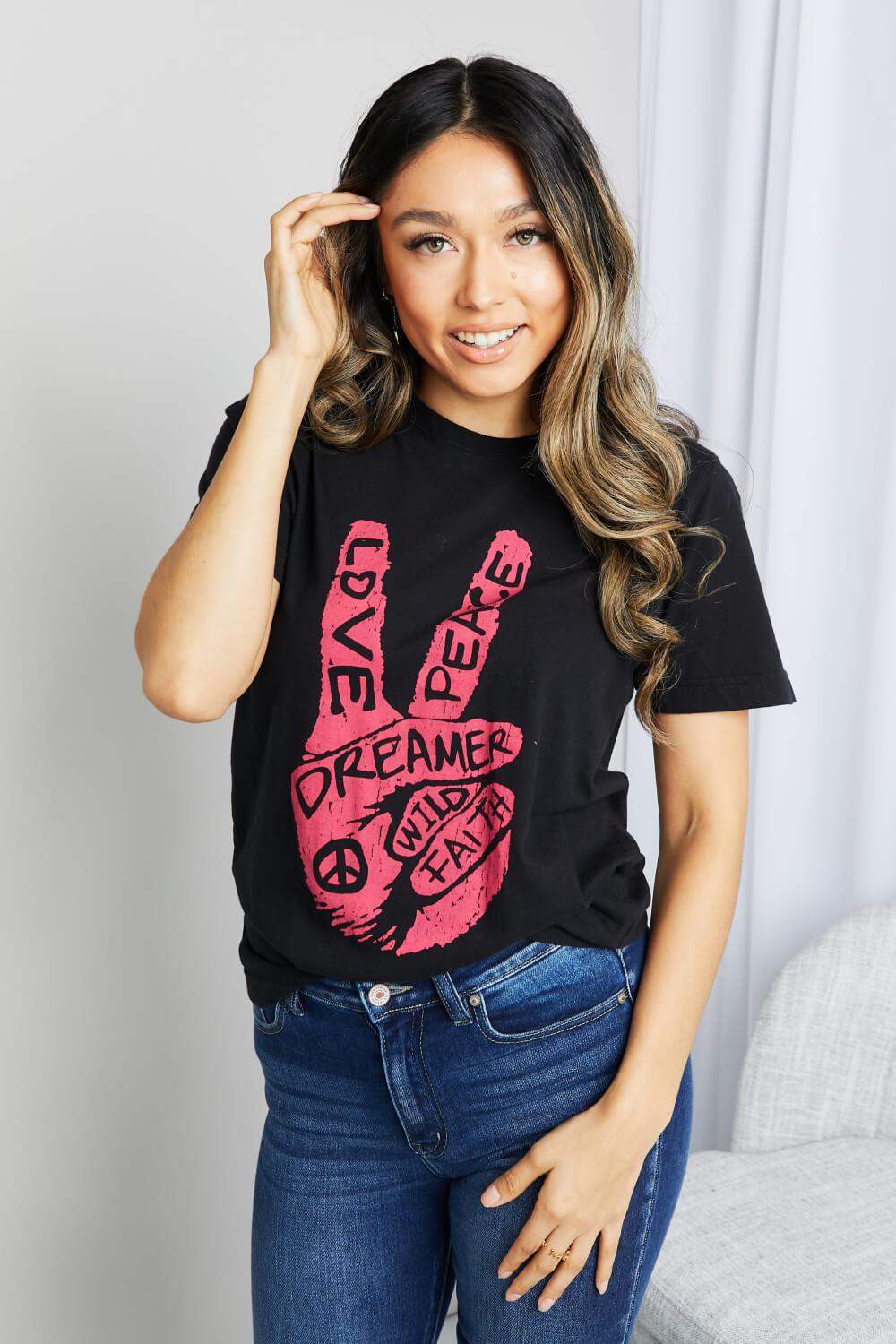 mineB Full Size Graphic Tunic T-Shirt - Trendsi - Flyclothing LLC