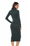 Ribbed Turtleneck Long Sleeve Dress - Trendsi - Flyclothing LLC