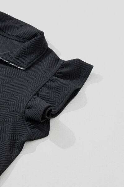 Ruffled Quarter Zip Top and Drawstring Pants Set - Trendsi - Flyclothing LLC