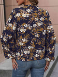 Floral Notched Balloon Sleeve Blouse - Trendsi