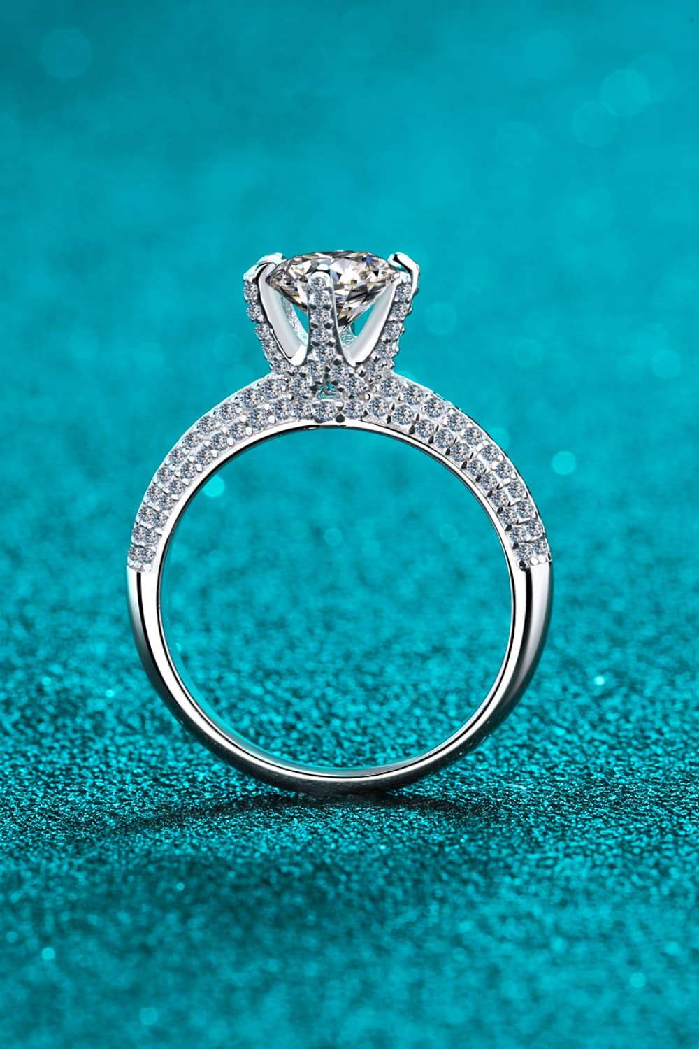 2 Carat Moissanite 925 Sterling Silver Side Stone Ring - Trendsi - Flyclothing LLC