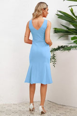 Wide Strap Wrap Fishtail Dress - Flyclothing LLC