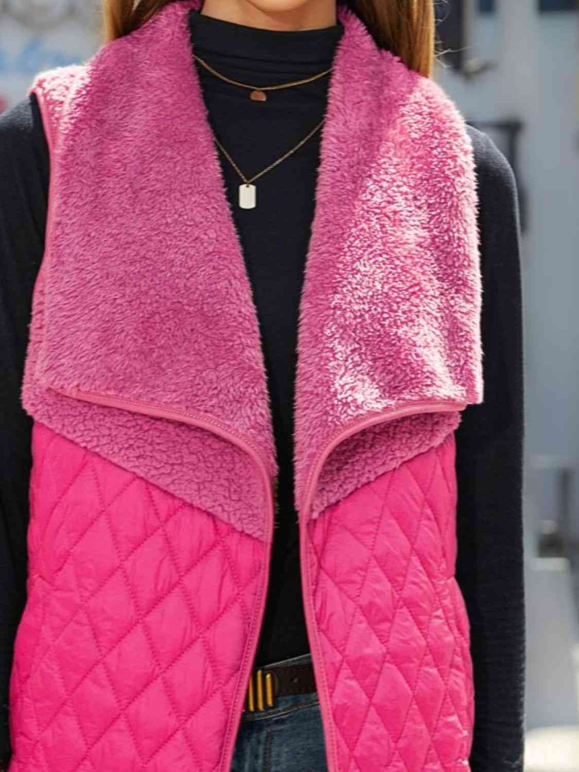 Open Front Collared Vest - Trendsi - Flyclothing LLC