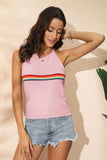 Rainbow Stripe Halter Neck Knit Tank - Trendsi - Flyclothing LLC