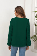 Swiss Dot Balloon Sleeve Blouse - Trendsi - Flyclothing LLC