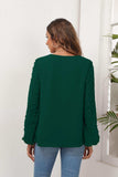 Swiss Dot Balloon Sleeve Blouse - Trendsi - Flyclothing LLC